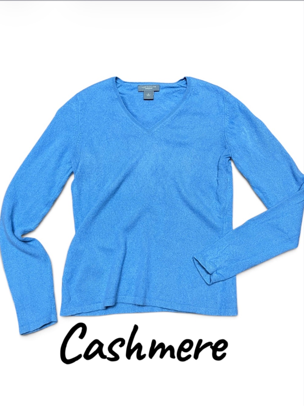 Ann Taylor Cashmere V-Neck Sweater - Bright Blue